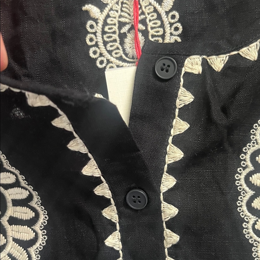Solitaire Black Blouse with Cream Embroidery - Picture 3 of 5